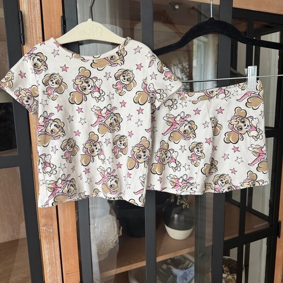 Zara Other - Paw Patrol set toddler girl matching tee shorts biker tshirt skyler beige stars